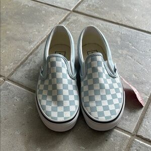 Vans Light Blue Checkered Slip-On Sneakers